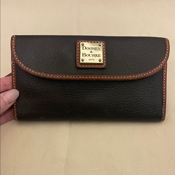 Dooney & Bourke Accessories - Dooney & Bourke Black and Brown Leather Clutch